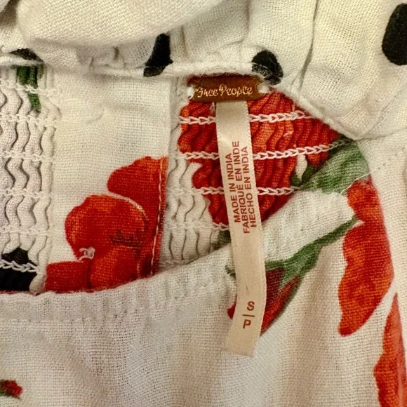 Free People White Polka Dot & Red Floral Cutout Mini Dress - Picture 5 of 5